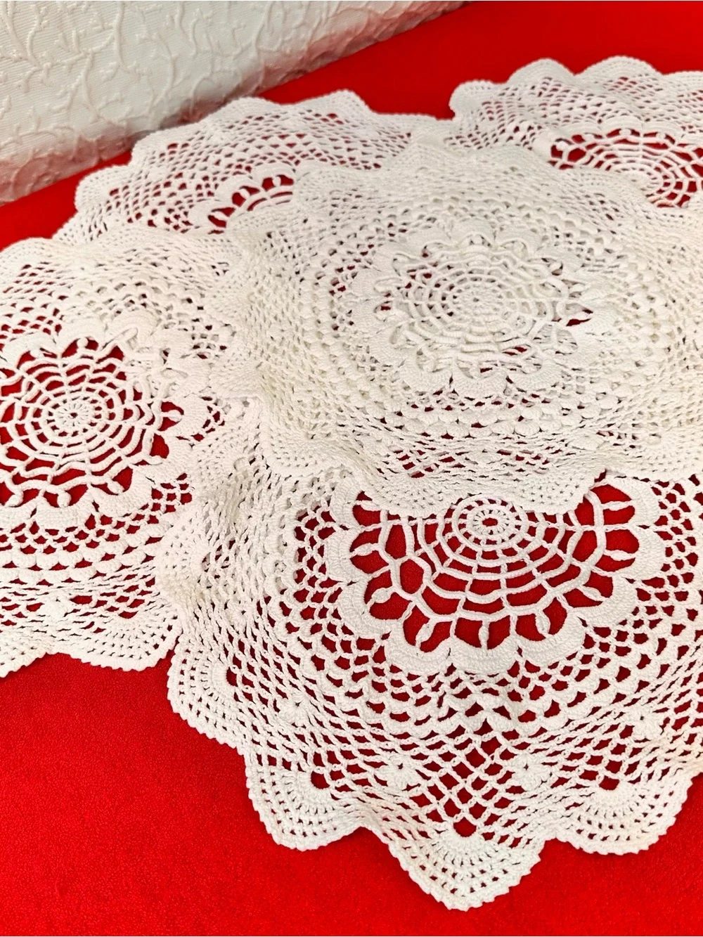 Handmade White Crochet Doily Set - Classic Home Dining Accent